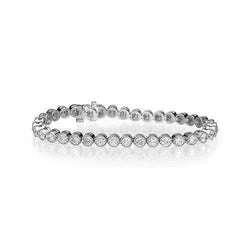 Bracelet Tennis Véritable Diamants Taille Ronde Serti Lunette 7 Carats Or Blanc