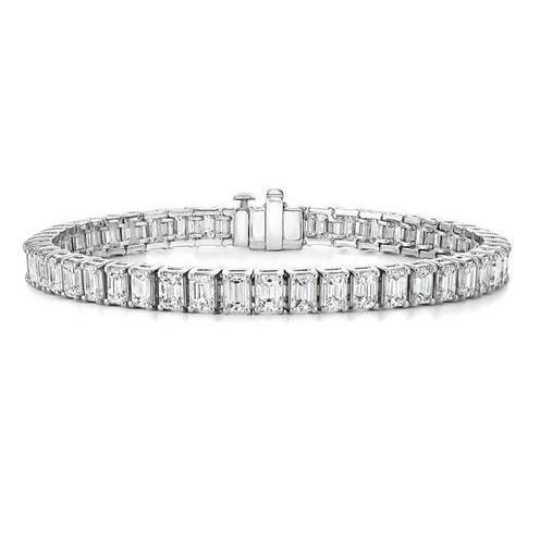 Bracelet Tennis à 10 Carats De Réel Diamants Émeraudes Bijoux Pour Femme en 14K D'Or Blanc