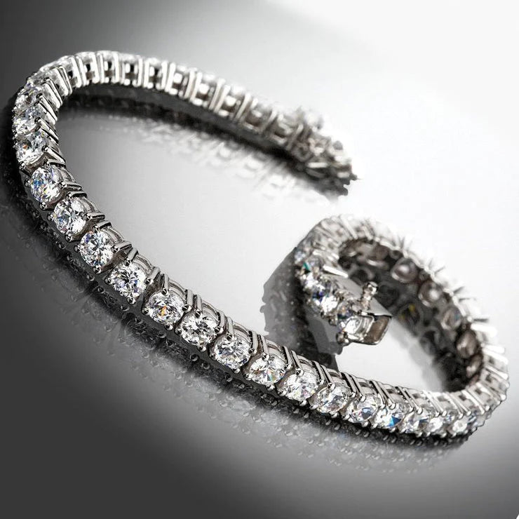 Bracelet Tennis à 10 Carats De Réel Diamants Ronds Étincelants 14K D'Or Blanc