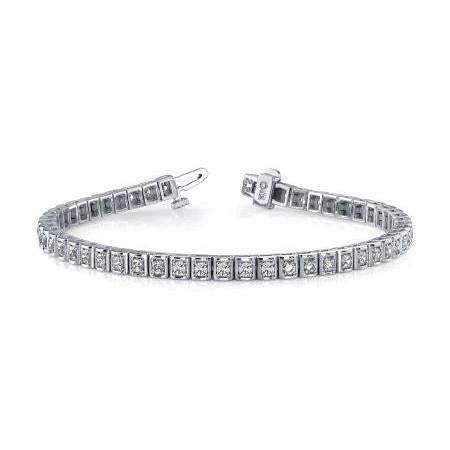 Bracelet Tennis à 10 Ct De Naturel Diamants Ronds Étincelants 14K D'Or Blanc