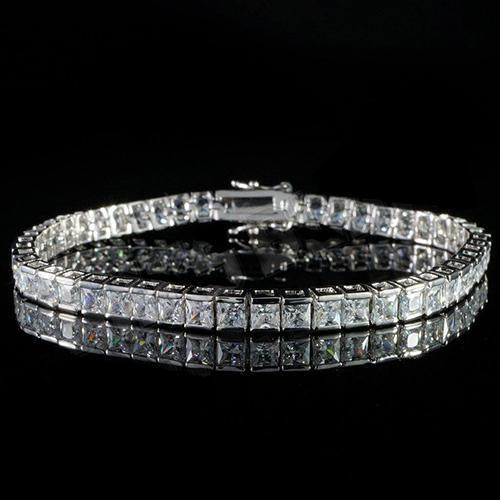 Bracelet Tennis à 10 Ct De Réel Diamants Princesses Bijoux Fine En Or Solide