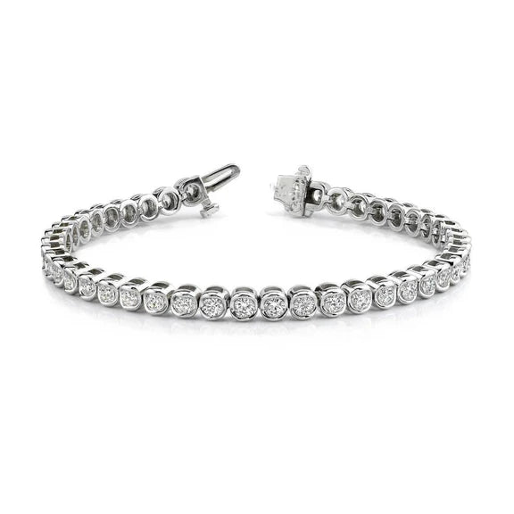 Bracelet Tennis à 10,50 Ct De Réel Diamants Ronds 14K D'Or Blanc Solide Pour Femmes