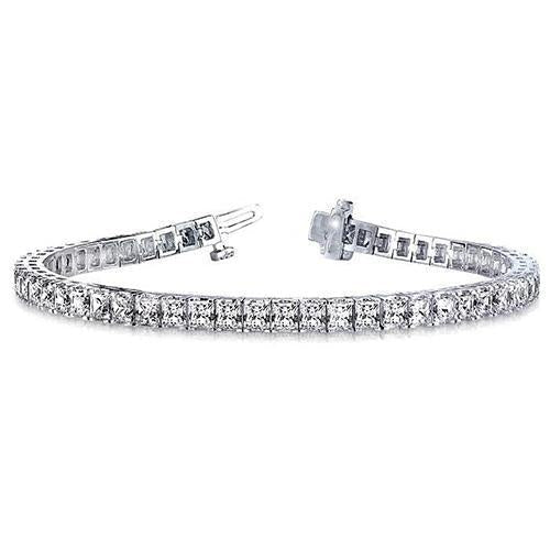 Bracelet Tennis à 10,80 Ct De Réel Diamants Princesses Bijoux En Or Blanc