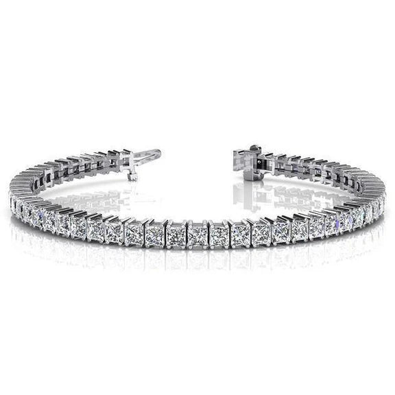 Bracelet Tennis à 11 Ct De Réel Diamants Princesses Bijoux 14K En Or Blanc