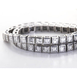 Bracelet Tennis à 12 Carats De Naturel Diamants Princesses Bijoux à 14K D'Or Blanc