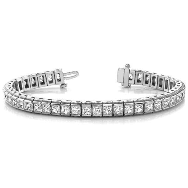 Bracelet Tennis à 12,60 Carats De Naturel Diamants Princesses Étincelants 14K D'Or Blanc