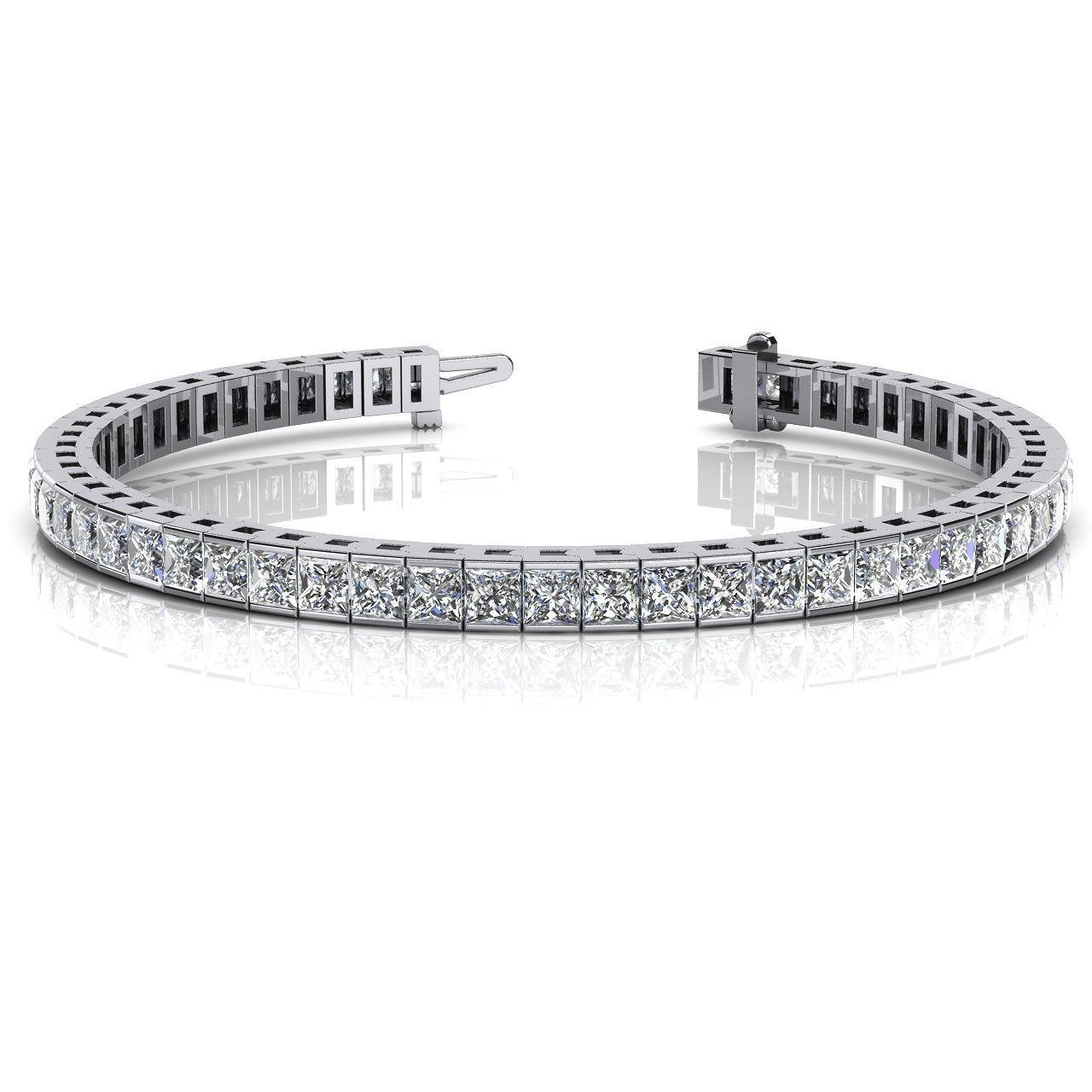 Bracelet Tennis à 14 Ct De Véritable Diamants Princesses Bijoux En Or Blanc Solide