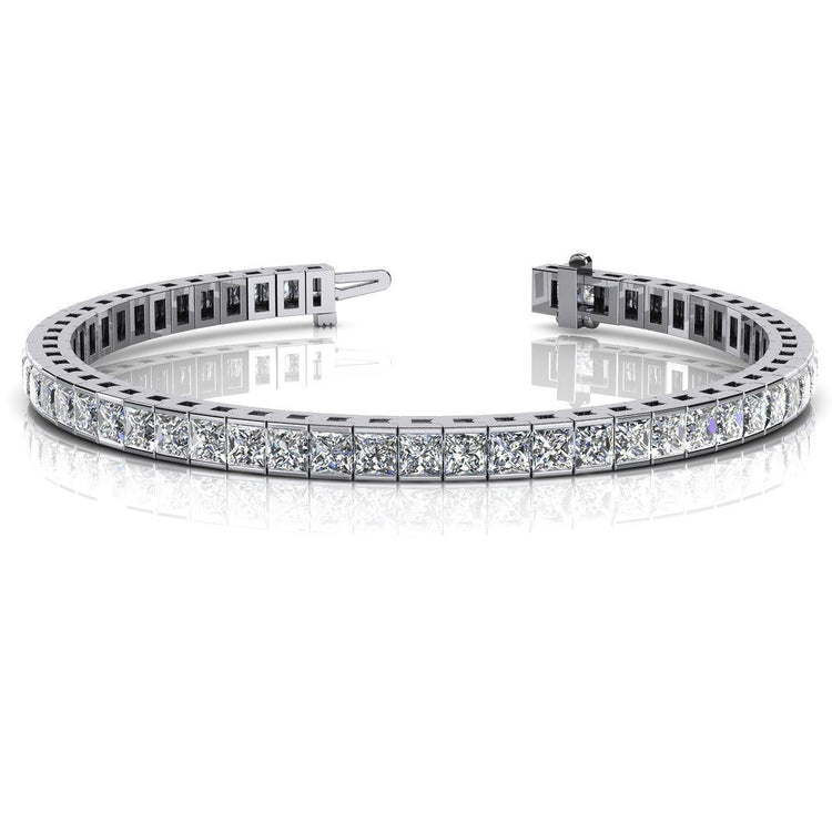 Bracelet Tennis à 14 Ct De Véritable Diamants Princesses Bijoux En Or Blanc Solide