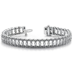 Bracelet Tennis à 14 carats De Réel Diamants Ronds Bijoux En Or Blanc Solide Nouveau
