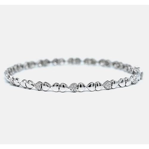 Bracelet Tennis à 2 Carats De Naturel Diamants En Forme De Coeur 14K D'Or Blanc FG