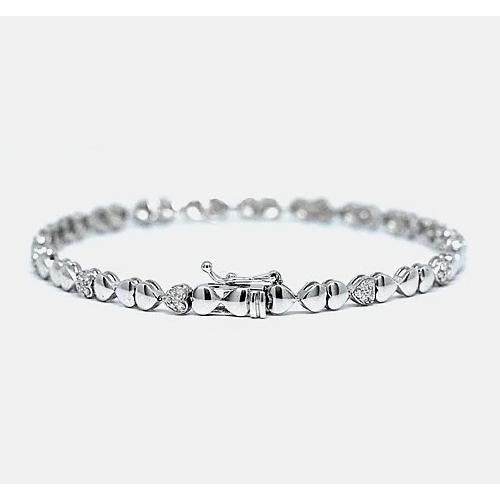 Bracelet Tennis à 2 Carats De Naturel Diamants En Forme De Coeur 14K D'Or Blanc FG