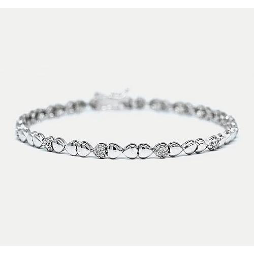 Bracelet Tennis à 2 Carats De Naturel Diamants En Forme De Coeur 14K D'Or Blanc FG