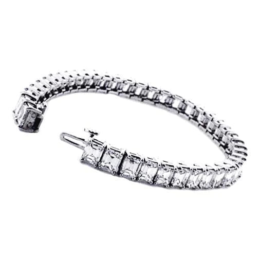 Bracelet Tennis à 20 Ct De Réel Diamants Émeraudes Étincelants En Or Blanc