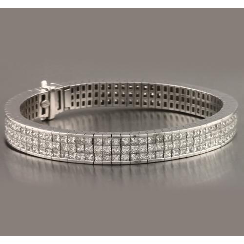 Bracelet Tennis à 24,90 Carats De Réel Diamants 14K D'Or Blanc