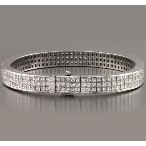 Bracelet Tennis à 24,90 Carats De Réel Diamants 14K D'Or Blanc