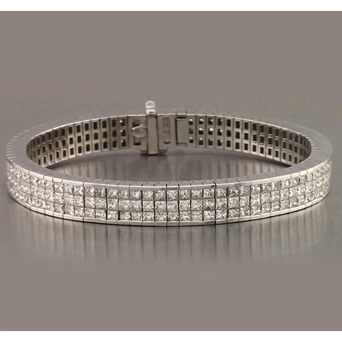 Bracelet Tennis à 24,90 Carats De Réel Diamants 14K D'Or Blanc