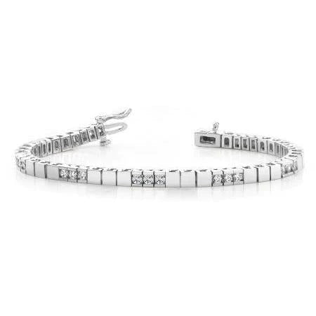 Bracelet Tennis à 2,70 Carats De Réel Diamants Ronds Bijoux à 14K D'Or Blanc