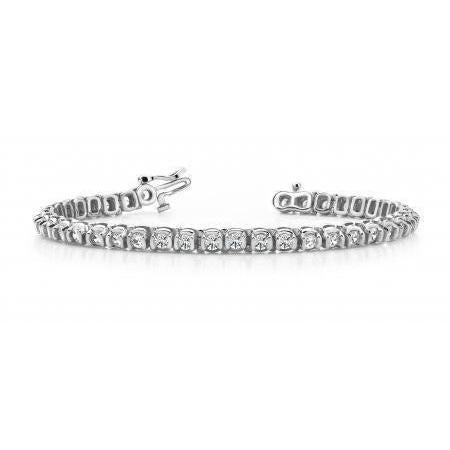 Bracelet Tennis à 3,80 Carats De Réel Diamants Ronds 14K D'Or Blanc