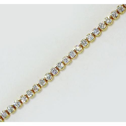 Bracelet Tennis à 4 Carats De Réel Diamants Ronds 14K D'Or Jaune