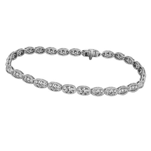 Bracelet Tennis à 4 Carats De Réel Diamants Ronds Et Ovales Bijoux En Or Pour Femme