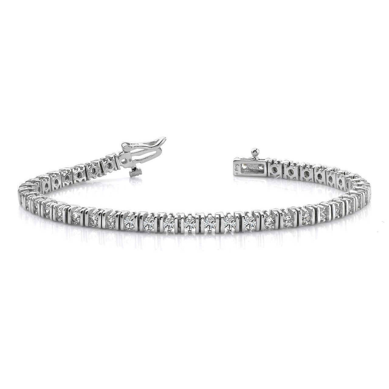 Bracelet Tennis à 4 Carats De Véritable Diamants Ronds Étincelants 14K D'Or Blanc