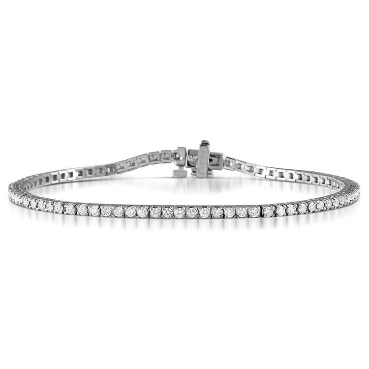 Bracelet Tennis à 4,50 Carats De Naturel Diamants Ronds 14K D'Or Blanc Avec Griffes