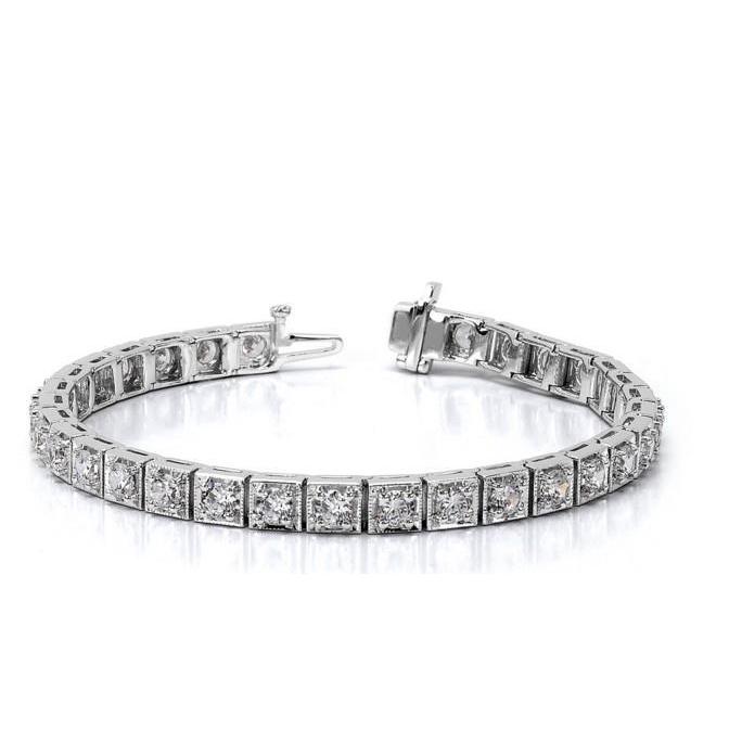 Bracelet Tennis à 4,80 Carats De Réel Diamants Ronds 14K D'Or Blanc Nouveau