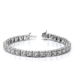 Bracelet Tennis à 4,80 Carats De Réel Diamants Ronds 14K D'Or Blanc Nouveau