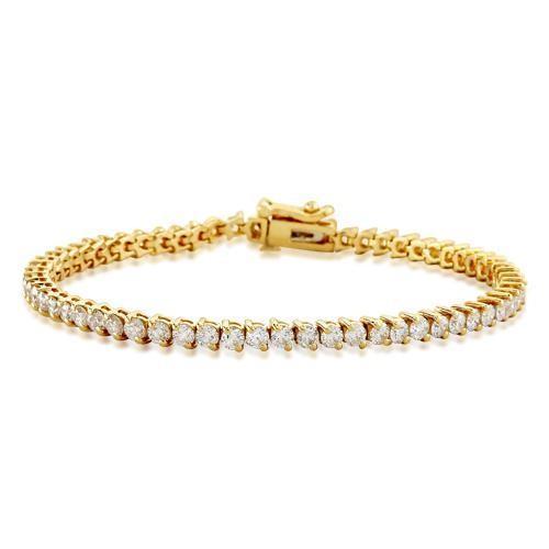 Bracelet Tennis à 4,80 Carats De Véritable Diamants Ronds 14K D'Or Jaune Avec Griffes