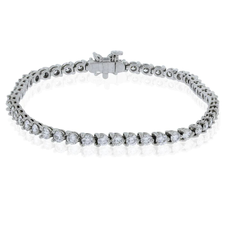 Bracelet Tennis à 5 Carats De Authentique Diamants Ronds 14K D'Or Blanc  Neuf