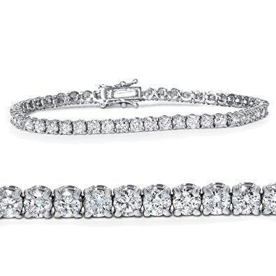 Bracelet Tennis à 5 Carats De Réel Diamants Ronds 14K D'Or Blanc