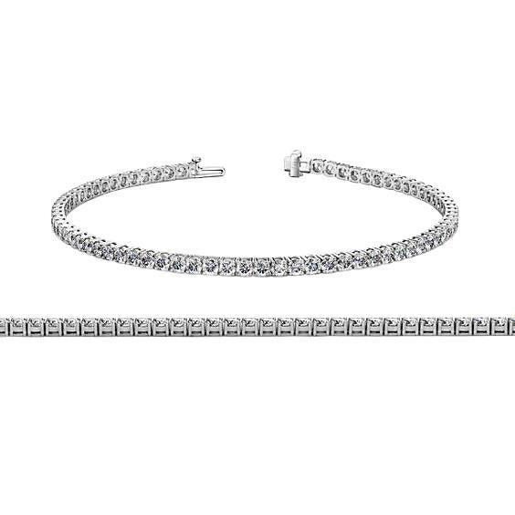 Bracelet Tennis à 5 Carats De Réel Diamants Ronds Bijoux à 14K D'Or Blanc