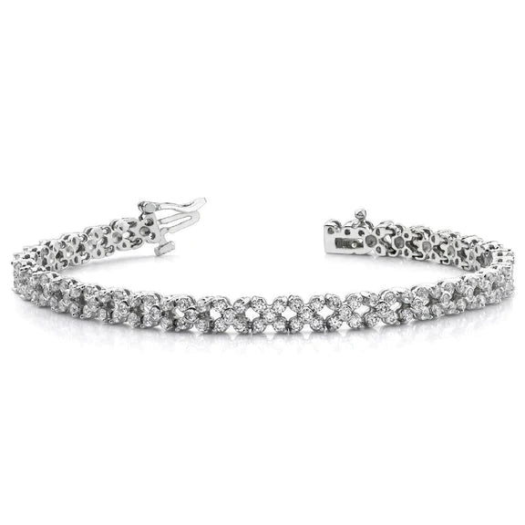 Bracelet Tennis à 5 Ct De Réel Diamants Ronds Bijoux En Or Blanc Solide