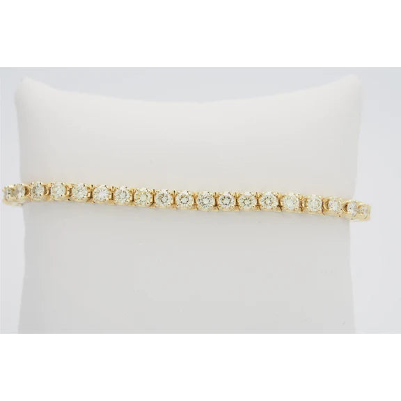 Bracelet Tennis à 5 Ct De Réel Diamants Ronds Bijoux Pour Femme En Or Jaune Solide