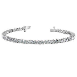 Bracelet Tennis à 5,30 Carats De Réel Diamants Ronds 14K D'Or Blanc Avec Griffe