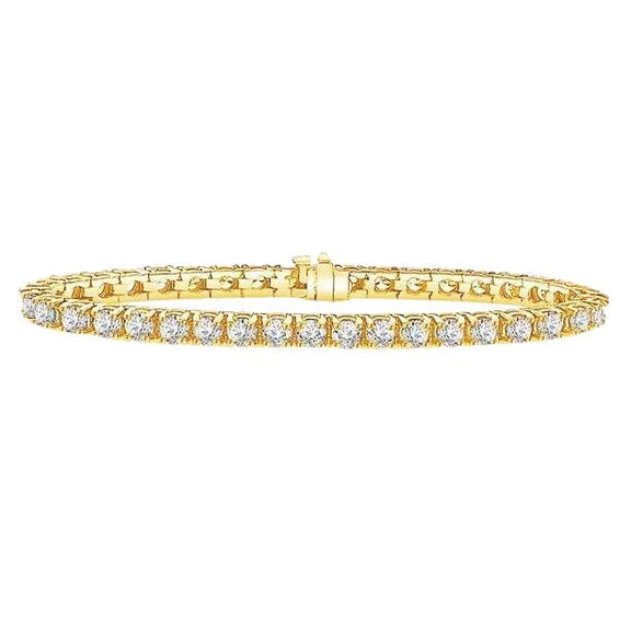 Bracelet Tennis à 5,60 Carats De Réel Diamants Brillants En Or Jaune Avec Griffes