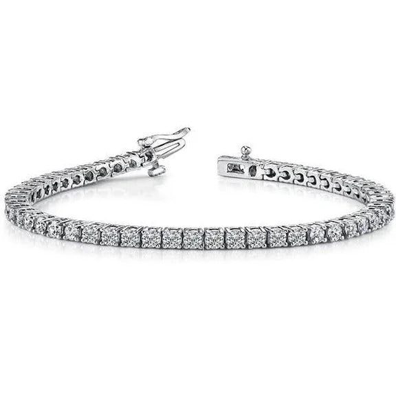 Bracelet Tennis à 5,72 Ct De Réel Diamants Ronds 14K D'Or Blanc Avec 4 Griffes