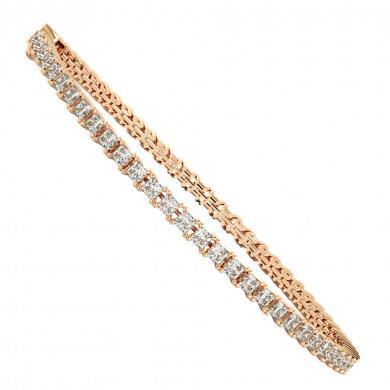 Bracelet Tennis à 5,75 Ct De Naturel Diamants Princesses Étincelants 14K D'Or Rose