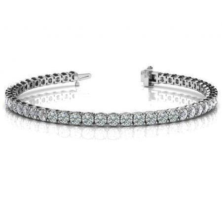 Bracelet Tennis à 6 Carats De Naturel Diamants Ronds 14K D'Or Blanc