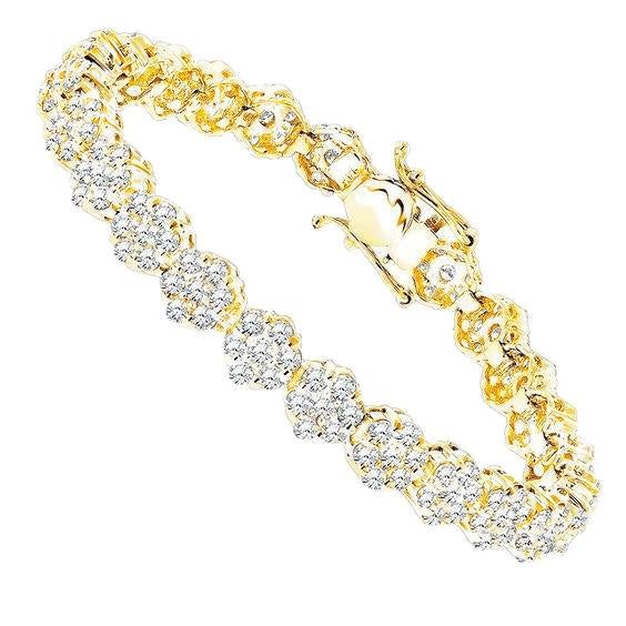 Bracelet Tennis à 6 Carats De Naturel Diamants Ronds En Grappe Bijoux à 14K D'Or Jaune