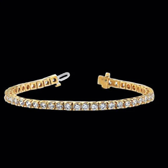 Bracelet Tennis à 6 Carats De Réel Diamants Ronds Bijoux Pour Femme à 14K D'Or Jaune