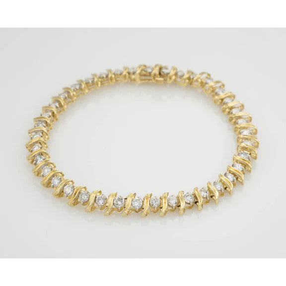 Bracelet Tennis à 6 Ct De Réel Diamants Ronds Bijoux à 14K D'Or Blanc Nouveau