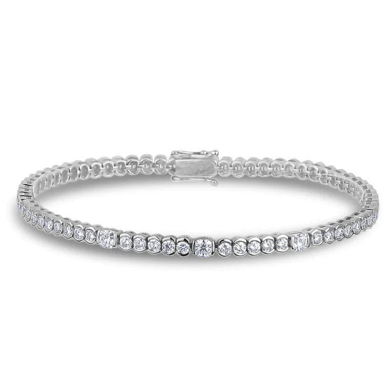 Bracelet Tennis à 6,30 Carats De Réel Diamants Étincelants 14K D'Or Blanc Pour Femmes