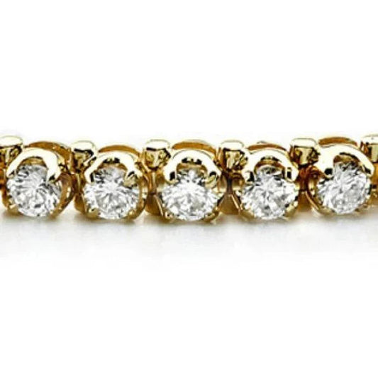 Bracelet Tennis à 6,45 Carats De Réel Diamants Ronds 14K D'Or Jaune Avec Griffe