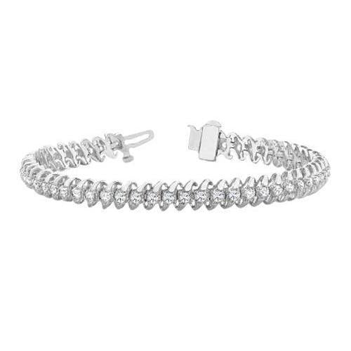 Bracelet Tennis à 6,75 Carats De Réel Diamants Ronds Étincelants 14K D'Or Blanc