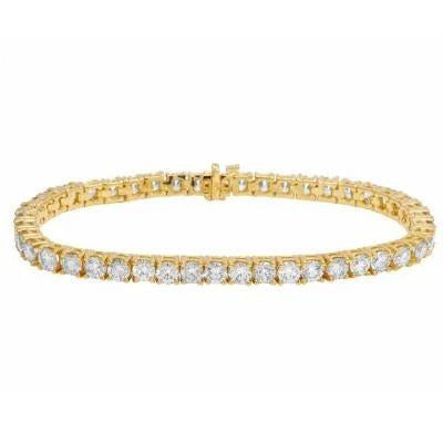 Bracelet Tennis à 6,75 Ct De Véritable Diamants Ronds Étincelants 14K D'Or Jaune