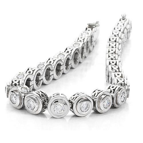 Bracelet Tennis à 7 Carats De Réel Diamants Ronds  Bijoux En Or Blanc