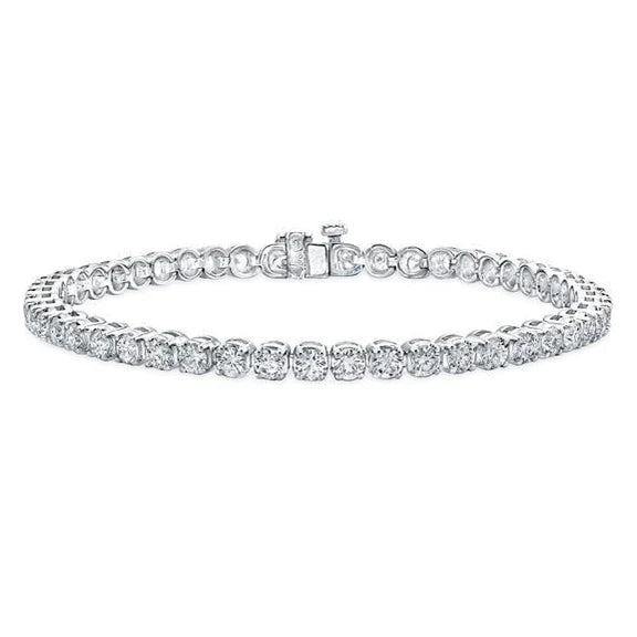 Bracelet Tennis à 7,05 Ct De Réel Diamants Ronds En Or Blanc