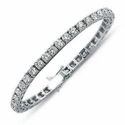Bracelet Tennis à 7,40 Carats De Authentique Diamants Ronds Brillants 14K D'Or Blanc
