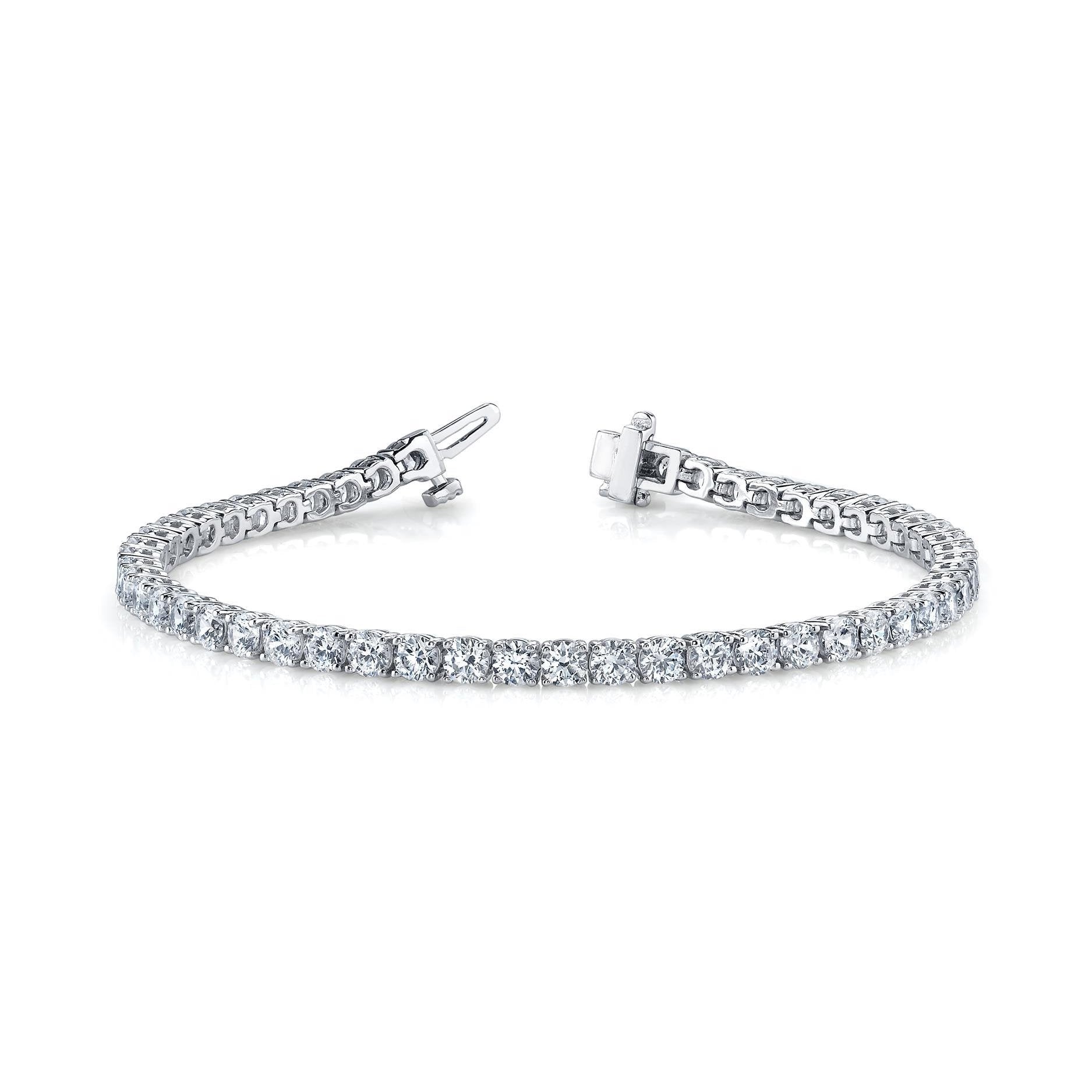 Bracelet Tennis à 7,50 Carats De Réel Diamants Ronds 14K D'Or Blanc Nouveau